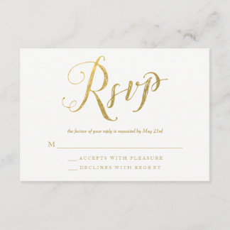 Mr & Mrs Gold Elegant Wedding RSVP Response Cards