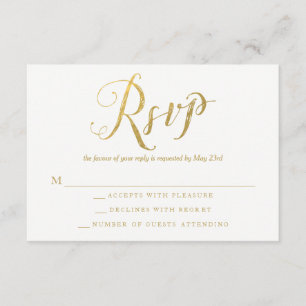 Mr & Mrs Gold Elegant Wedding RSVP Response Cards