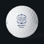 Mr & Mrs Groom Golf Balls<br><div class="desc">These golf balls are a great favour for the groom in your wedding party. They feature the new couple's married last name and wedding date in blue. With the groom's first name in a simple CAP font and the word groom also in blue. Groom can be changed to Groomsman, Best...</div>