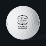 Mr & Mrs Groomsman Golf Balls<br><div class="desc">These golf balls are a great favor for the groomsmen in your wedding party. They feature the new couple's married last name and wedding date in black. With the groomsman's first name in a simple CAP font and the word groomsman also in black. Groomsman can be changed to Groom, Best...</div>