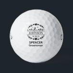 Mr & Mrs Groomsman Golf Balls<br><div class="desc">These golf balls are a great favor for the groomsmen in your wedding party. They feature the new couple's married last name and wedding date in black. With the groomsman's first name in a simple CAP font and the word groomsman also in black. Groomsman can be changed to Groom, Best...</div>