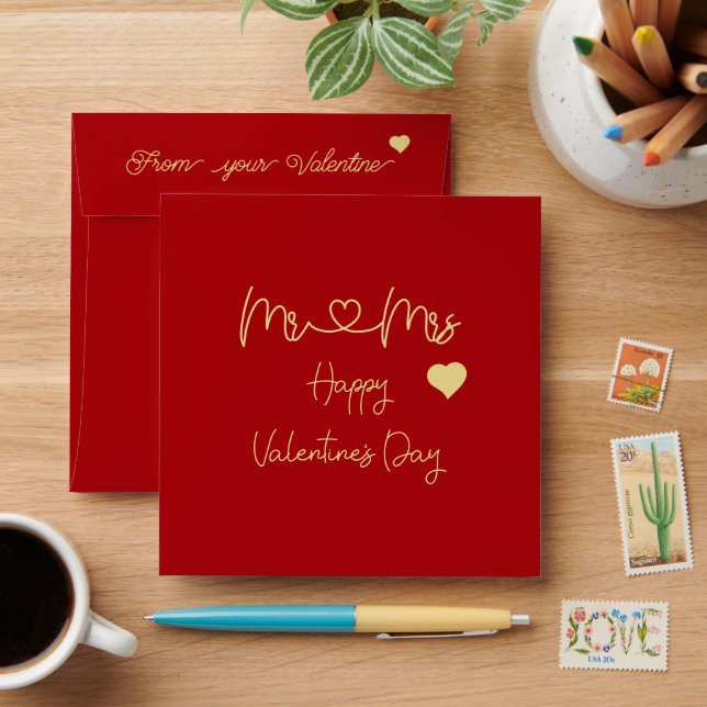 Mr & Mrs Happy Valentine's Day Envelope (Desk)
