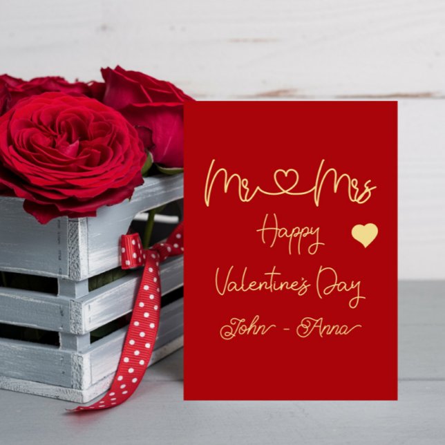 Mr & Mrs Happy Valentine's Day Flat Holiday Card (Creator Uploaded)