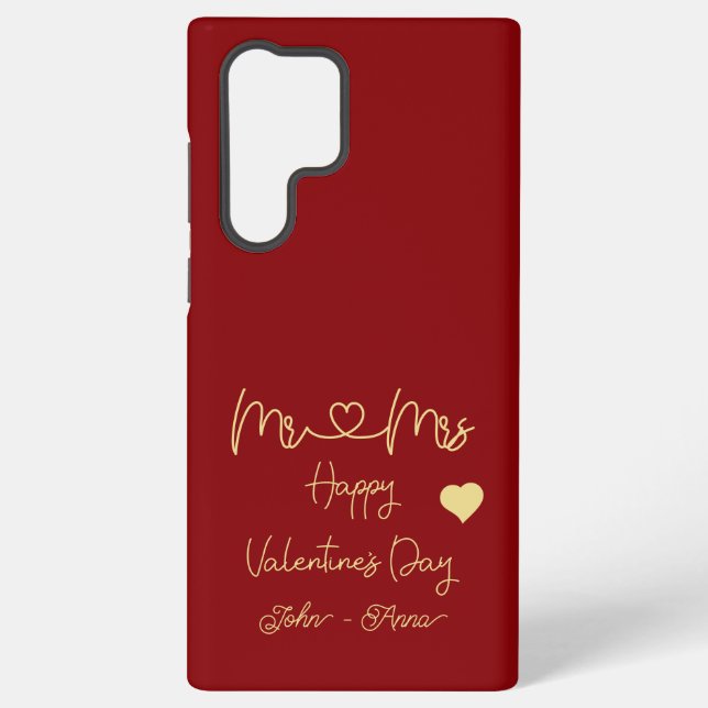 Mr & Mrs Happy Valentine's Day Samsung Galaxy S22 Ultra Case (Back)