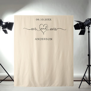 Mr mrs heart photo peach wedding tapestry