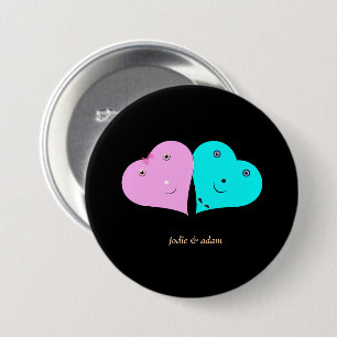 mr & mrs hearts 7.5 cm round badge