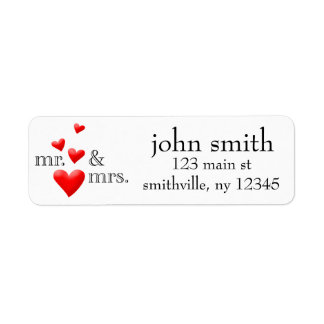Mr & Mrs Hearts Address Labelled Return Address Label