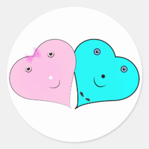 mr & mrs hearts classic round sticker