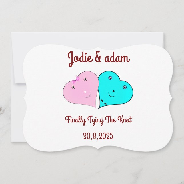 mr & mrs hearts  invitation (Front)