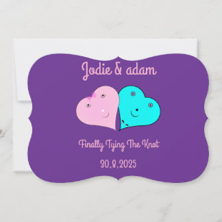 mr & mrs hearts  invitation