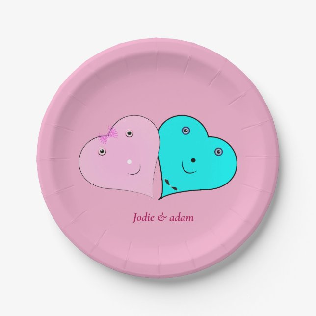  mr & mrs hearts paper plate (Front)