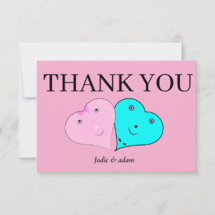 mr & mrs hearts thank you card