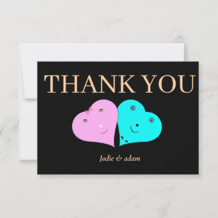 mr & mrs hearts thank you card