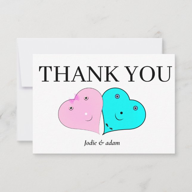  mr & mrs hearts thank you card (Front)