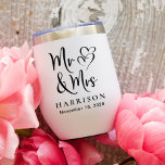 Mr Mrs Hearts Wedding<br><div class="desc">Custom thermal tumbler to celebrate your wedding or anniversary featuring "Mr & Mrs" in a large elegant script and an illustration of two hearts joined together. Add your name and wedding date in elegant modern typography.</div>