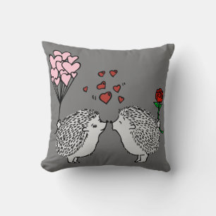 Mr. & Mrs. Hedgehog Celebrate Valentine's Day Cushion