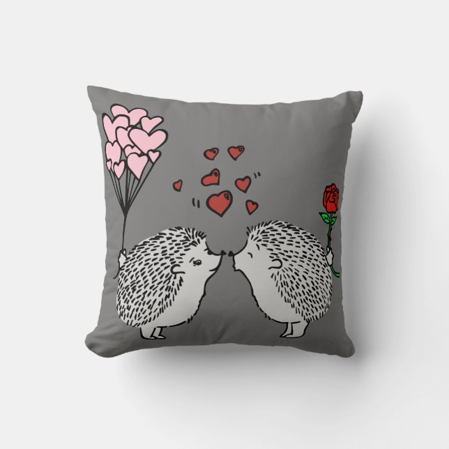 Mr. & Mrs. Hedgehog Celebrate Valentine's Day Cushion (Front)