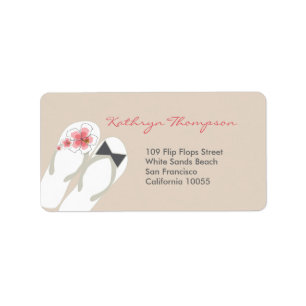 Mr & Mrs Hibiscus Flip Flops Wedding Address Label
