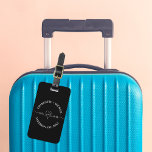Mr mrs honeymoon black white newlyweds luggage tag<br><div class="desc">Black background,  white text.  Mr mrs and a heart.
Personalise and add your names.
Back: Add your contact information</div>