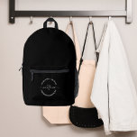 Mr mrs honeymoon black white newlyweds printed backpack<br><div class="desc">Black background,  white text.  Mr mrs and a heart.
Personalise and add your names.</div>