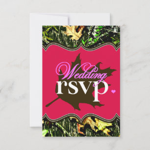 Mr & Mrs Hunting Camo Hot Pink Wedding RSVP Cards