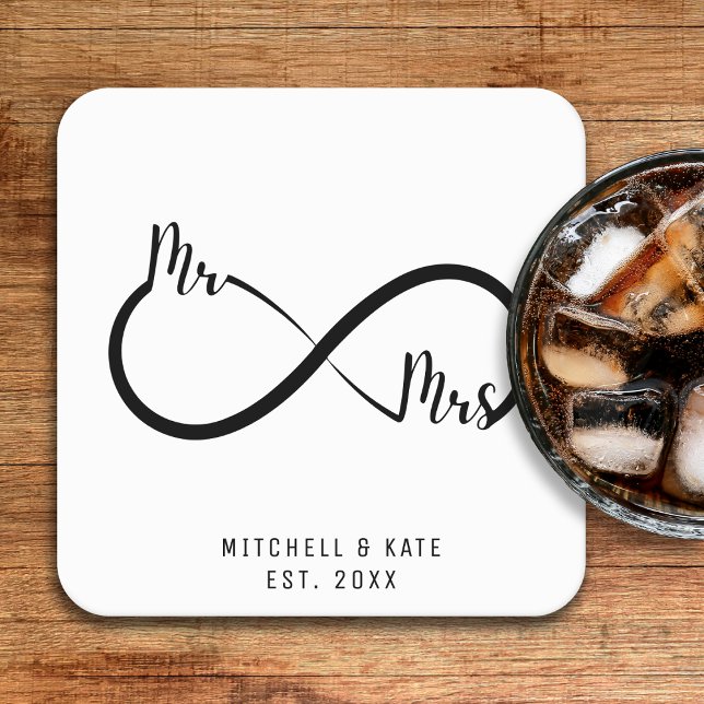 Mr & Mrs Infinity Symbol Wedding Square Paper Coaster (Mr & Mrs Infinity Symbol Wedding Square Paper Coaster
)