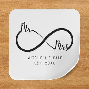 Mr & Mrs Infinity Symbol Wedding Square Sticker