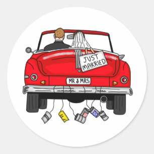 Mr & Mrs   Just Got Married  Classic Round Sticker