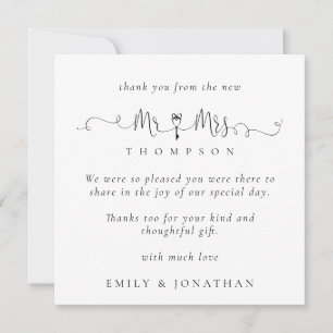 Mr Mrs Key Motif Script Wedding Thank You Card
