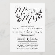 Mr. & Mrs. Kraft Rustic Wedding Invitation