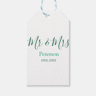 Mr & Mrs last name married year wedding engagement Gift Tags
