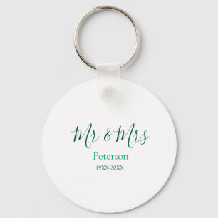 Mr & Mrs last name married year wedding engagement Key Ring