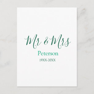 Mr & Mrs last name married year wedding engagement Postcard