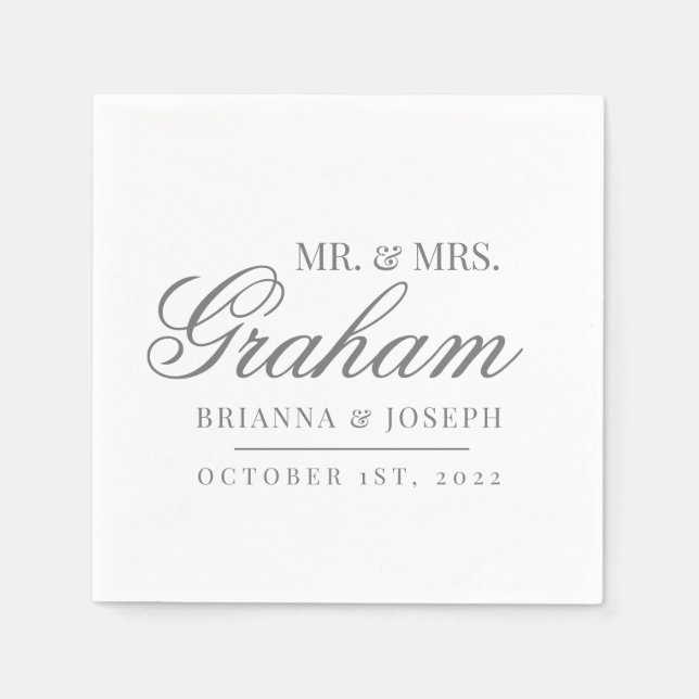 Mr. & Mrs. Last Name Wedding Napkin (Front)