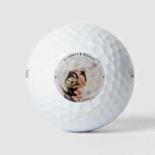 Mr & Mrs Married Couple Photo Wedding Anniversary Golf Balls