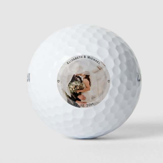 Mr & Mrs Married Couple Photo Wedding Anniversary Golf Balls (Front)