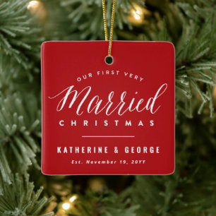 Mr & Mrs Married First Christmas Holiday Ornament