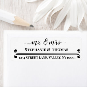 Mr. & Mrs. Minimal Bride & Groom Return Address Label