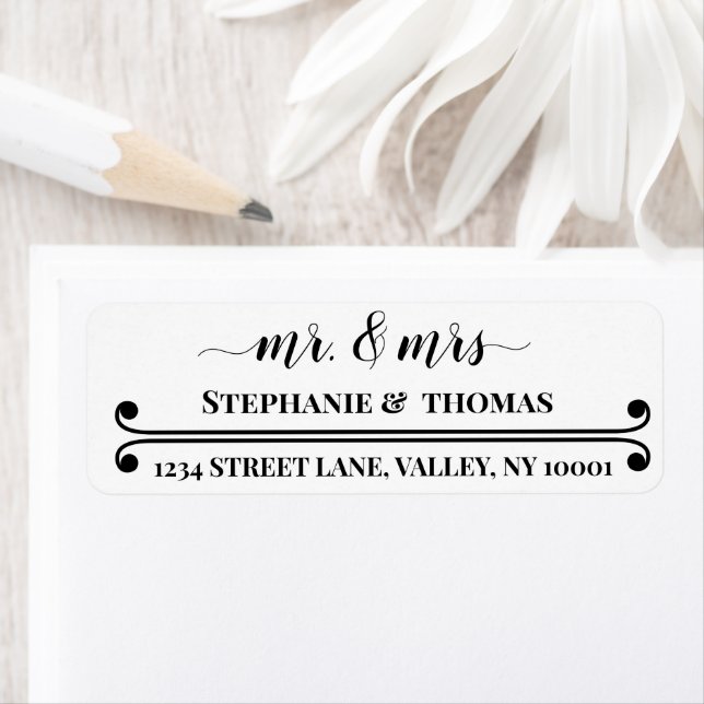 Mr. & Mrs. | Minimal Bride & Groom  Return Address Label (Insitu)