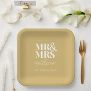 Mr & Mrs Minimal Simple Modern Disposable Paper Plate