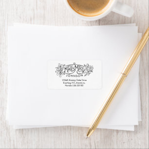 Mr & Mrs mistletoe drawing reply address labels