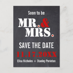 Mr. & Mrs. Modern typography wedding Save the Date Announcement Postcard