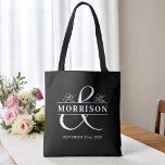 Mr Mrs Monogram Black White Wedding  Tote Bag<br><div class="desc">Add timeless elegance to your celebration with our Mr. and Mrs. Monogram Black White Wedding Tote Bag. Featuring a crisp white background, bold black accents, and your personalised monogram alongside elegant “Mr. & Mrs.” script, this tote combines classic sophistication with everyday functionality. Perfect for welcome bags, bridal party gifts, or...</div>