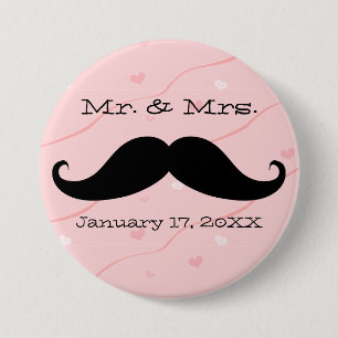 Mr. & Mrs. Moustache Button