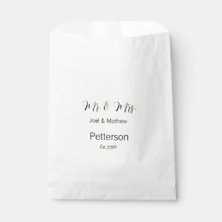 mr & mrs name est year wedding couple simple yello favour bag
