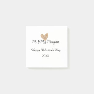 Mr & Mrs name happy Valentine's day gold heart Post-it Notes
