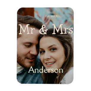 mr & mrs name photo christmas couple wedding yello magnet