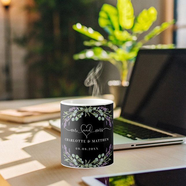 Mr mrs newly weds lavender black wedding coffee mug (Creator Uploaded)