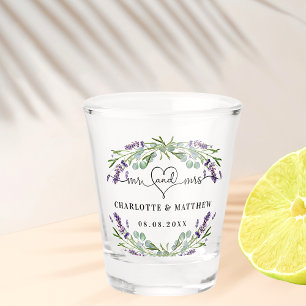 Mr mrs newly weds wedding lavender shot glass