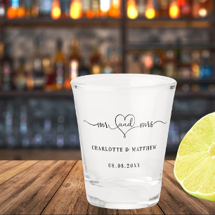 Mr mrs newly weds wedding party shot glass